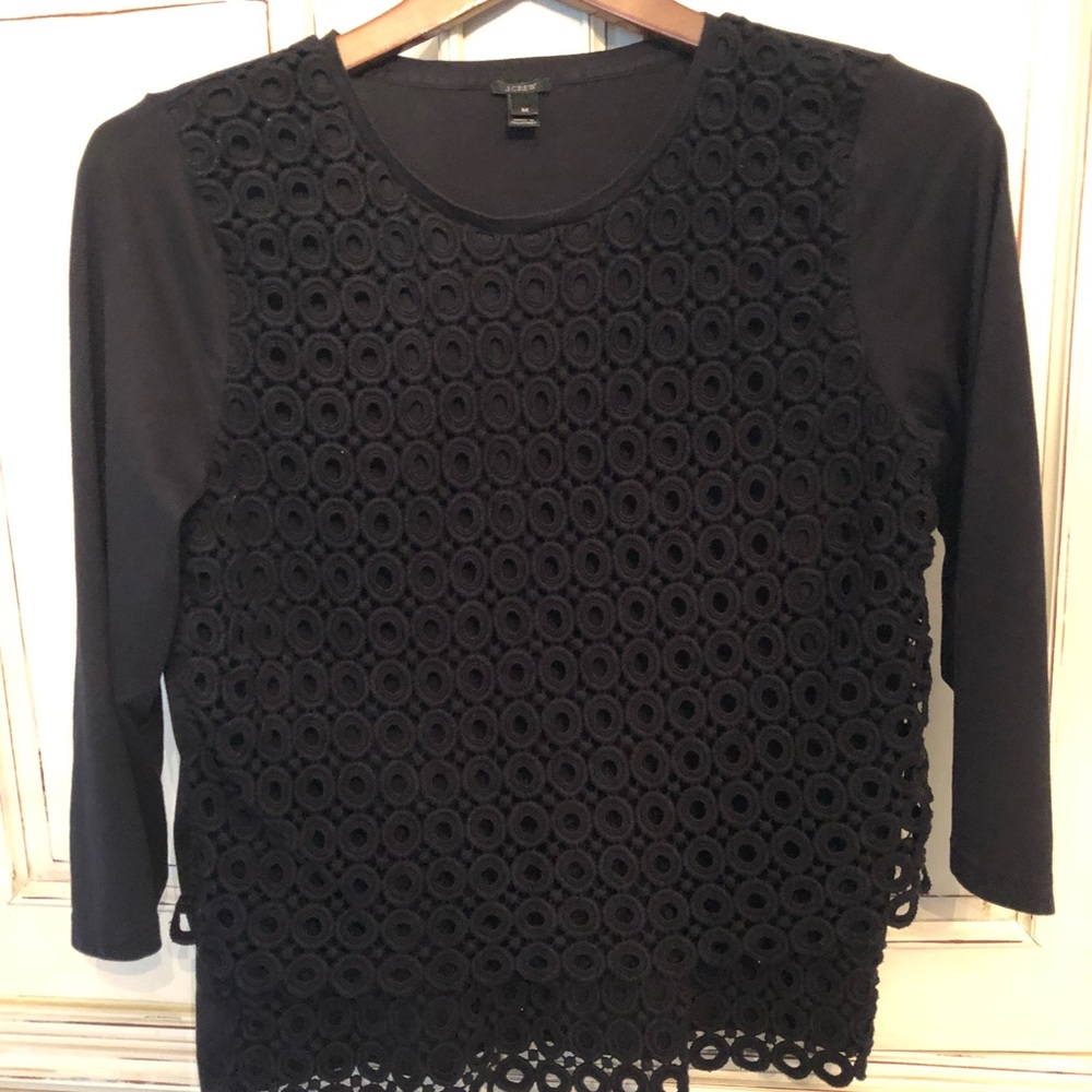 J Crew layered 3/4 sleeve Black Top